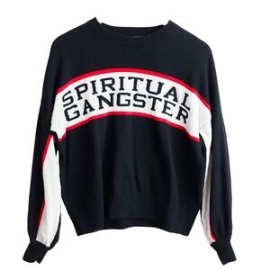 Spiritual Gangster Sweater Women Small Black Wool Cashmere Blend Comfy Casual